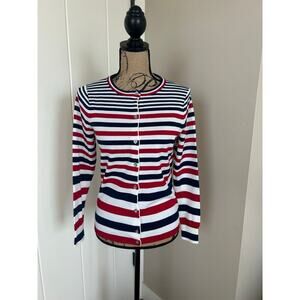 Lands End Supima Cotton Button Down Long Sleeve Cardigan Size XS